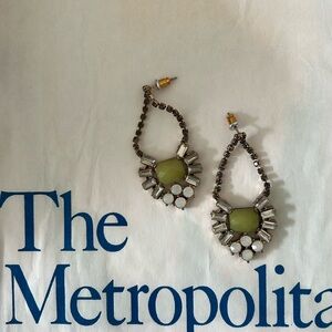 Earrings for Pierced Ears Costume Jewelry Milky Jade Green & Opal Color Dangle